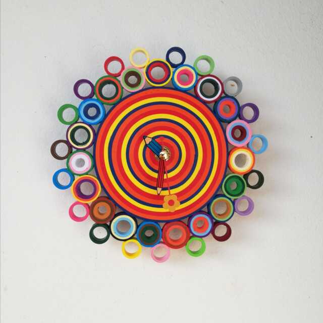 Small Wall Clock, Teacher Gift, Preschool Present, Paper Kids Room Decoration - image 1