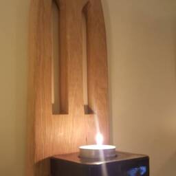 Wooden Candle Sconces Gothic - Pair Handmade Solid Oak .shellaced & Waxed .candles /Glass Etc Not Included - thumbnail 3