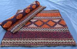 Pair Of Qalinow Kilims, 2x2 Small Afghan Flatweave Rugs, Set 2 Geometric Accent Mats, Handwoven Wool Door Red Boho Mini Table Cover - thumbnail 1