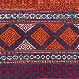 Pair Of Qalinow Kilims, 2x2 Small Afghan Flatweave Rugs, Set 2 Geometric Accent Mats, Handwoven Wool Door Red Boho Mini Table Cover - thumbnail 3