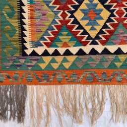 Multicolor Afghan Kilim Rug - 6.7x9.9 Ft Wool Tribal Flatweave Carpet - thumbnail 3