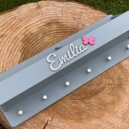 Children's Wardrobe With Storage Box, Children's Name, Wardrobe, Baby's Room, Clothes Hooks For Children, Wooden Coat Rack - thumbnail 2