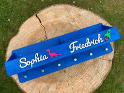 Children's Wardrobe With Storage Box, Children's Name, Wardrobe, Baby's Room, Clothes Hooks For Children, Wooden Coat Rack - thumbnail 1