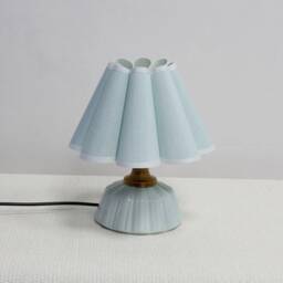 Handmade Light Blue Fabric Table Lamp Ceramic Base, Worldwide Use