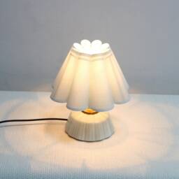 Handmade Light Blue Fabric Table Lamp Ceramic Base, Worldwide Use - thumbnail 4