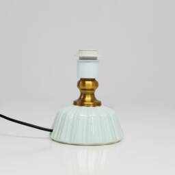 Handmade Light Blue Fabric Table Lamp Ceramic Base, Worldwide Use - thumbnail 3