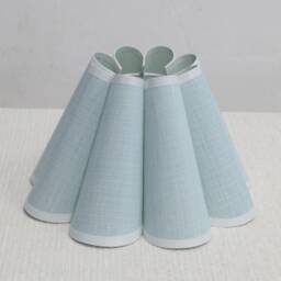 Handmade Light Blue Fabric Table Lamp Ceramic Base, Worldwide Use - thumbnail 2
