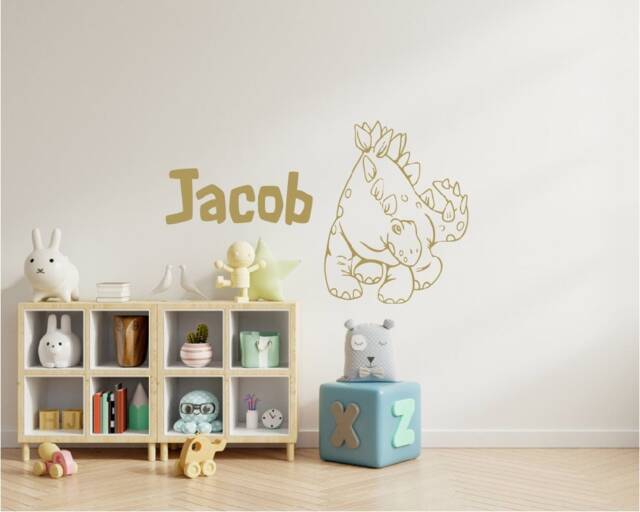 Personalised Dinosaur Bedroom Wall Sticker, Art Gift, Nursery Decor, Playroom Decor - image 1