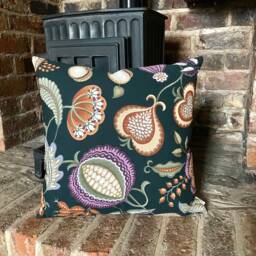 1046. Handmade Harvest Black Arts & Crafts 100% Cotton Cushion Cover, Size 12 - thumbnail 1