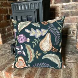 1046. Handmade Harvest Black Arts & Crafts 100% Cotton Cushion Cover, Size 12 - thumbnail 2