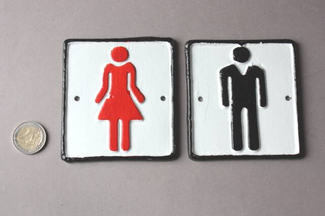 1 Ladies Or Gents Wc Toilet Sign Antique Style Graphic, Iron Door Restrooms, Wall Hanging Lavatory, Rustic Plaque, Women Men - image 1