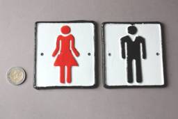 1 Ladies Or Gents Wc Toilet Sign Antique Style Graphic, Iron Door Restrooms, Wall Hanging Lavatory, Rustic Plaque, Women Men - thumbnail 1