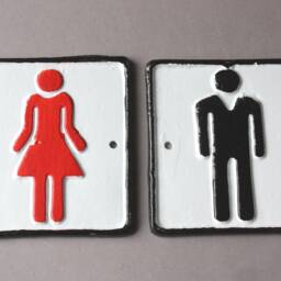 1 Ladies Or Gents Wc Toilet Sign Antique Style Graphic, Iron Door Restrooms, Wall Hanging Lavatory, Rustic Plaque, Women Men - thumbnail 2