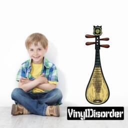 Chinese Instrument Scroll Wall Decal - Fabric Vinyl Removable & Reusable Chineseinstrumentuscolor005Et