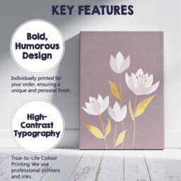 Soft Mauve Tulip Floral Illustration Gold Leaf Botanical Canvas Wall Art Print Decor Picture Ready To Hang - thumbnail 2