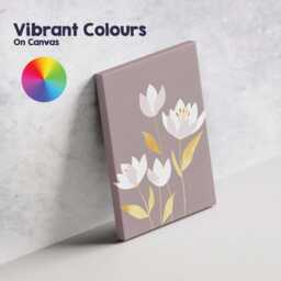 Soft Mauve Tulip Floral Illustration Gold Leaf Botanical Canvas Wall Art Print Decor Picture Ready To Hang - thumbnail 4