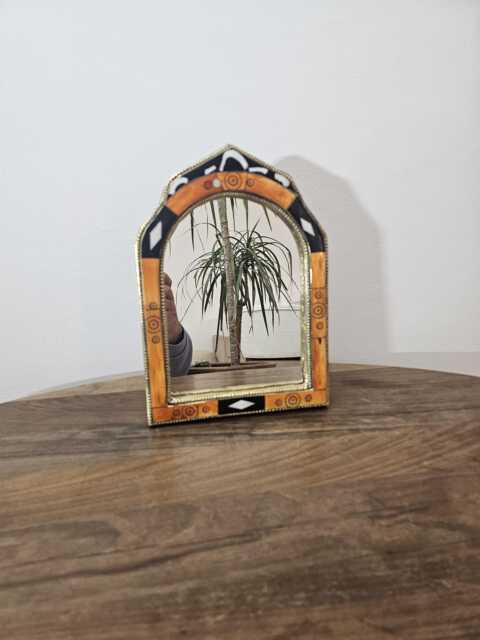 Small Handcrafted Cow Bone Mirror - Unique Traditional Moroccan Piece - image 1
