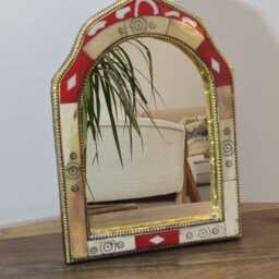 Small Handcrafted Cow Bone Mirror - Unique Traditional Moroccan Piece - thumbnail 4