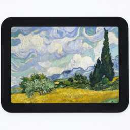 Wheat Field With Cypresses Vincent Van Gogh Nature Farm Fields Country Sky Landscape Impressionism Classic Painting Wooden Framed Art Print - thumbnail 3