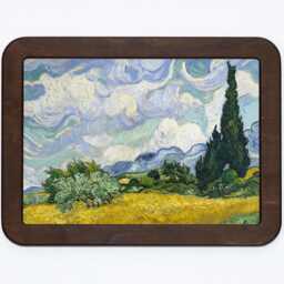 Wheat Field With Cypresses Vincent Van Gogh Nature Farm Fields Country Sky Landscape Impressionism Classic Painting Wooden Framed Art Print - thumbnail 2