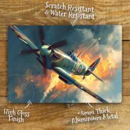 World War 2 Spitfire Metal Wall Art, Shed, Garage Decor, Raf Retro Plaque, High Gloss Finish Waterproof Aluminium, Sizes Available - thumbnail 2