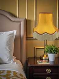 Traditional Gold Fabric Lampshade Handmade For Table & Floor Standard Lamp Bases, Wall Light Fixtures, Ceiling Fittings - thumbnail 1