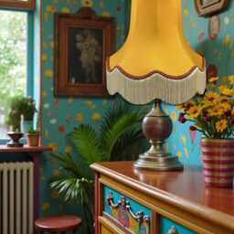 Traditional Gold Fabric Lampshade Handmade For Table & Floor Standard Lamp Bases, Wall Light Fixtures, Ceiling Fittings - thumbnail 3