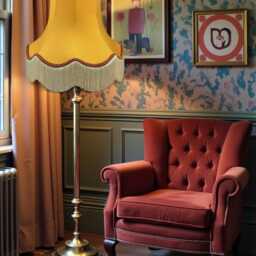 Traditional Gold Fabric Lampshade Handmade For Table & Floor Standard Lamp Bases, Wall Light Fixtures, Ceiling Fittings - thumbnail 2