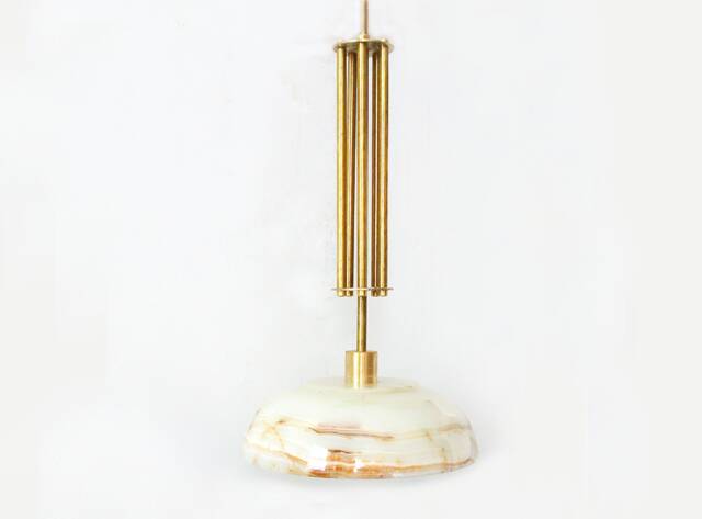 Onyx Stone & Brass Pendant Light Kitchen Island Lighting Bathroom Ceiling Lamp Foyer - image 1