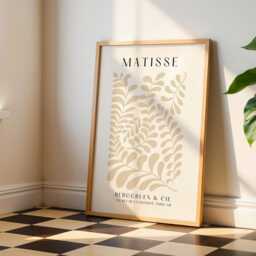 Beige Matisse Print - Botanical Leaf Wall Art - Minimalist Cream Poster Modern For Neutral Interiors - thumbnail 2