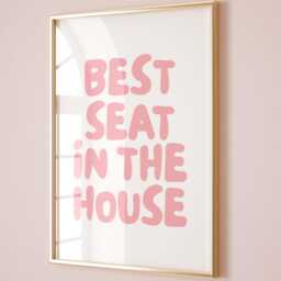 Best Seat in The House Art Print, Funny Above Toilet Wall Art, Trendy Retro Pink Bathroom Decor - thumbnail 2