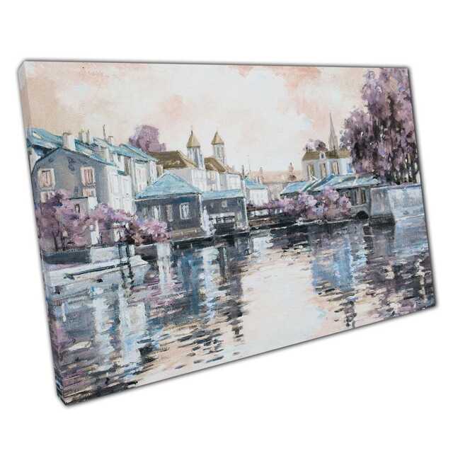 Vibrant European Cityscape Canvas Impressionist Abstract Wall Art For Modern Home & Office Decor - image 1