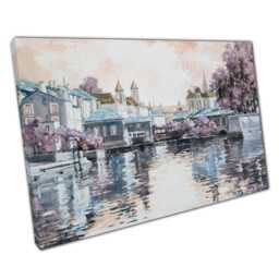 Vibrant European Cityscape Canvas Impressionist Abstract Wall Art For Modern Home & Office Decor - thumbnail 1