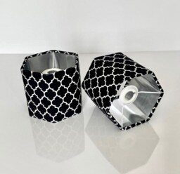 New Luxury Hq Moroccan Design Velvet Hexagon Lamp Shade Pendant & Light With Brushed Metallic Lining - thumbnail 1