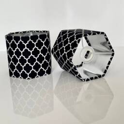 New Luxury Hq Moroccan Design Velvet Hexagon Lamp Shade Pendant & Light With Brushed Metallic Lining - thumbnail 3