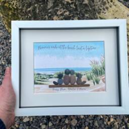 Personalised Pebble Family Picture Beach Seaside Art, Gift For Mum, Personalized - thumbnail 3