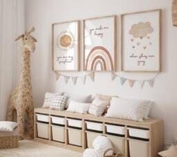Neutral Nursery Prints, Nursery Decor, Rainbow Prints, Boys Decor, Girls Decor, Gender Neutral, Boho, Sunshine, Beige, Newborn.baby - thumbnail 1