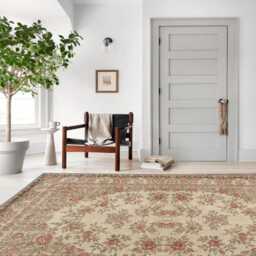 Floral Chenille Area Rug Vintage Anatolian Style, Washable - thumbnail 2