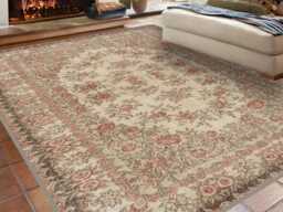 Floral Chenille Area Rug Vintage Anatolian Style, Washable - thumbnail 1