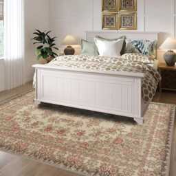 Floral Chenille Area Rug Vintage Anatolian Style, Washable - thumbnail 3