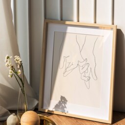 Lovers Holding Hands, Minimal Art Print, Minimalist Home Decor, Line Art, Drawing - thumbnail 3