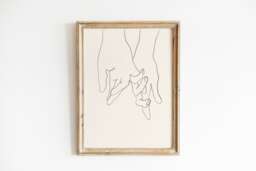 Lovers Holding Hands, Minimal Art Print, Minimalist Home Decor, Line Art, Drawing - thumbnail 1