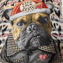 Cushion Cover Jacquard Tapestry Dog Boxer Skater 45x45 cm. Trendy Interior Decoration - Christmas Gift Birthday - thumbnail 3