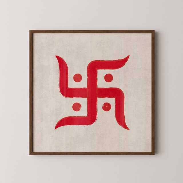Swastik Print - Hindu Symbol Wall Art Vastu Positive Energy Poster Square Frame Spiritual Home Decor - image 1