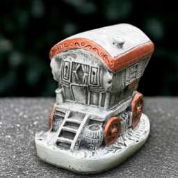 Fantasy Wagon Sculpture Outdoor Trailer Statue Concrete Ornament Front Door Decoration Garden Figurine Lover Gift Yard Art - thumbnail 3