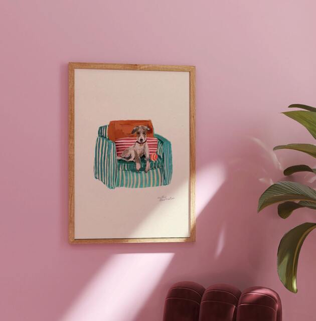 Whippet Print - Dogs On Chairs Collection 5x7 Inches/A5 A4 A3 - image 1