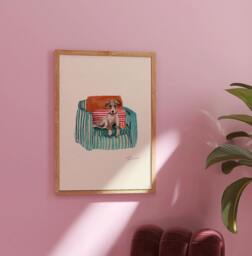 Whippet Print - Dogs On Chairs Collection 5x7 Inches/A5 A4 A3 - thumbnail 1