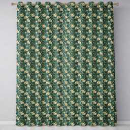 Elegant Vintage Floral Gold Teal Luxury Seamless Pattern Readymade Eyelet Ring Top Thermal 100% Blackout Curtains - thumbnail 2
