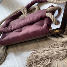 Burgundy Wooden Swing Handmade Adult & Kid Rope Seat - thumbnail 2