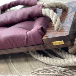 Burgundy Wooden Swing Handmade Adult & Kid Rope Seat - thumbnail 3